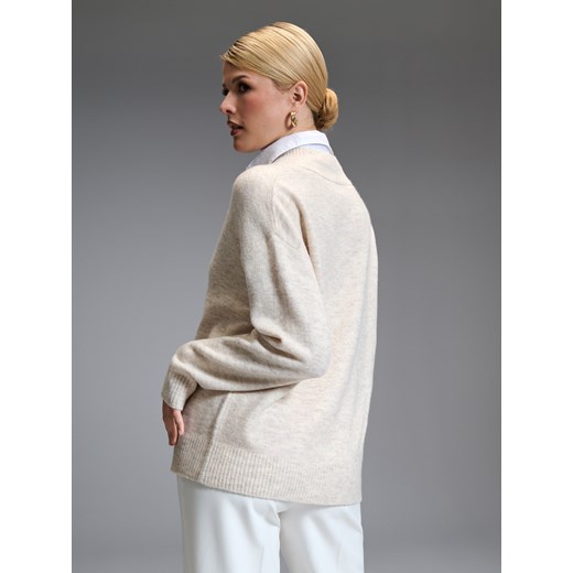 Sinsay sweter damski z dekoltem w serek 