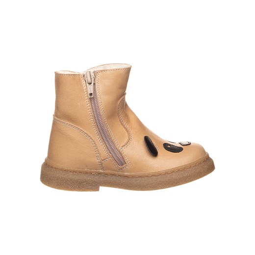 Beżowe buty zimowe dziecięce Kmins z tkaniny kozaki