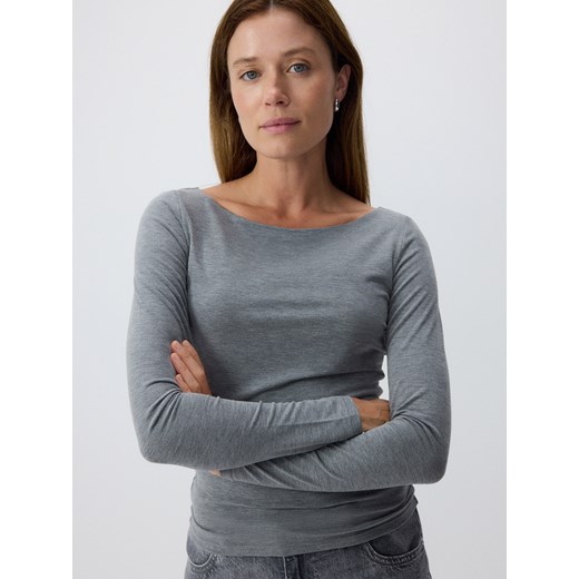 Reserved - Dzianinowy longsleeve z wiskozą - jasnoszary Reserved L Reserved