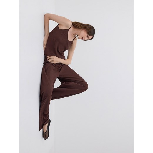 Reserved - Szerokie spodnie z dzianiny - brązowy Reserved M Reserved