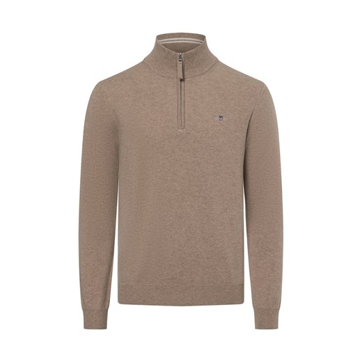 Gant Sweter męski Mężczyźni Wełna piaskowy jednolity ze sklepu vangraaf w kategorii Swetry męskie - zdjęcie 174977076