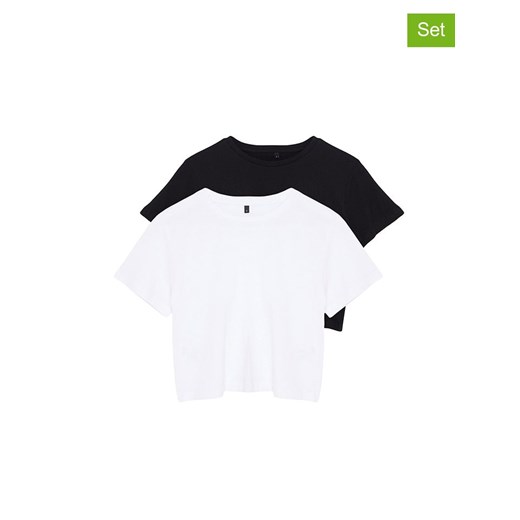 trendyol Koszulki (2 szt.) w kolorze białym i czarnym ze sklepu Limango Polska w kategorii Bluzki damskie - zdjęcie 174978588