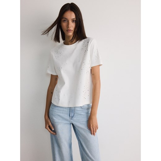 Reserved - T-shirt z aplikacją - biały Reserved S Reserved