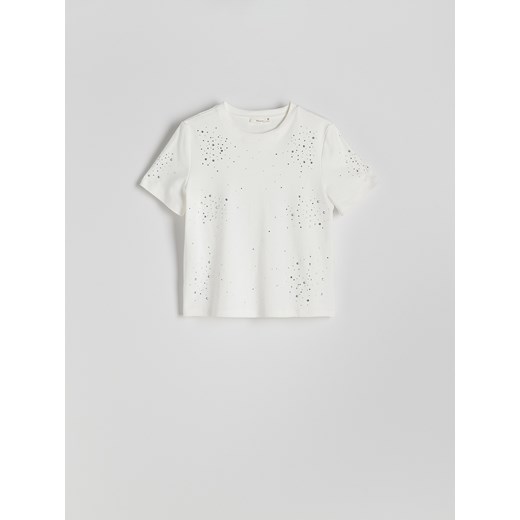 Reserved - T-shirt z aplikacją - biały Reserved XS Reserved