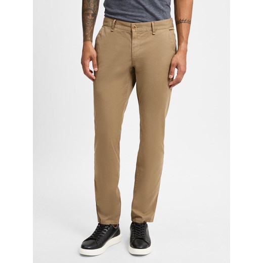 Alberto Męskie spodnie materiałowe - Lou Mężczyźni Bawełna beżowy jednolity ze sklepu vangraaf w kategorii Spodnie męskie - zdjęcie 174984348