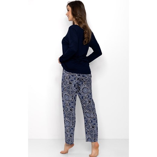 Dwuczęściowa piżama damska Moon Vibes, Kolor granatowy-wzór, Rozmiar S, Momenti per me ze sklepu Intymna w kategorii Piżamy damskie - zdjęcie 174988039