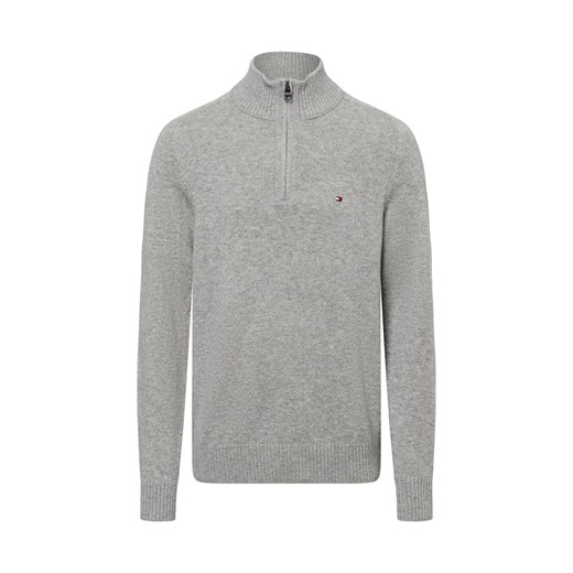 Tommy Hilfiger Męski sweter z dzianiny Mężczyźni Wełna jasny szary marmurkowy ze sklepu vangraaf w kategorii Swetry męskie - zdjęcie 174988666