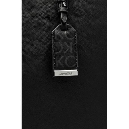 Shopper bag czarna Calvin Klein ze skóry ekologicznej elegancka mieszcząca a5 matowa