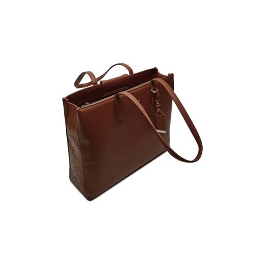 Brązowa shopper bag Calvin Klein ze skóry ekologicznej na ramię