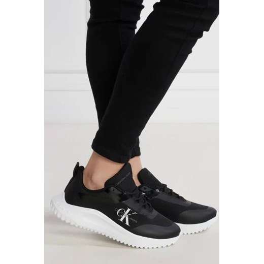 Buty sportowe damskie czarne Calvin Klein sneakersy wiązane na platformie wiosenne z tworzywa sztucznego