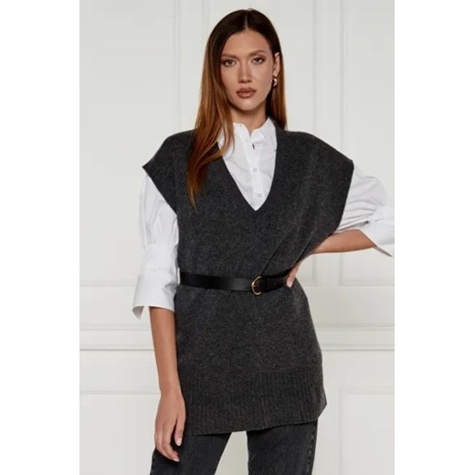 Sweter damski Pinko czarny casual z dekoltem v