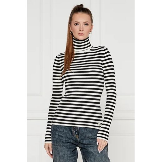 Bluzka damska Calvin Klein z golfem casual w paski