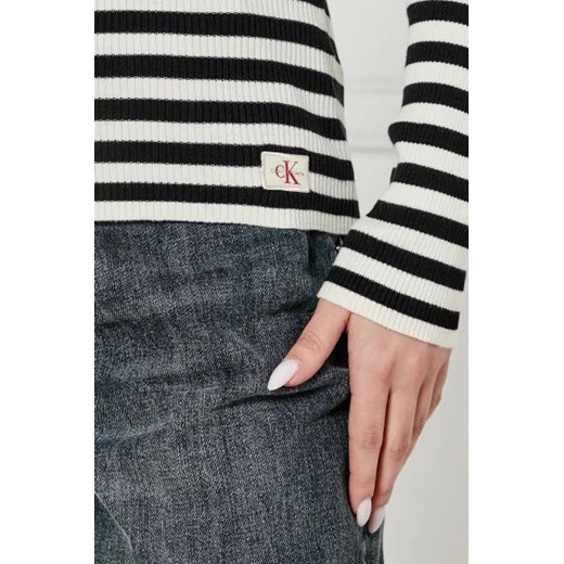 Bluzka damska Calvin Klein wielokolorowa z golfem casual w paski