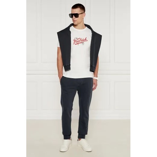 T-shirt męski biały Woolrich z krótkimi rękawami