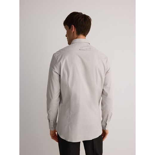 Reserved - Koszula slim fit z haftem - beżowy Reserved L Reserved