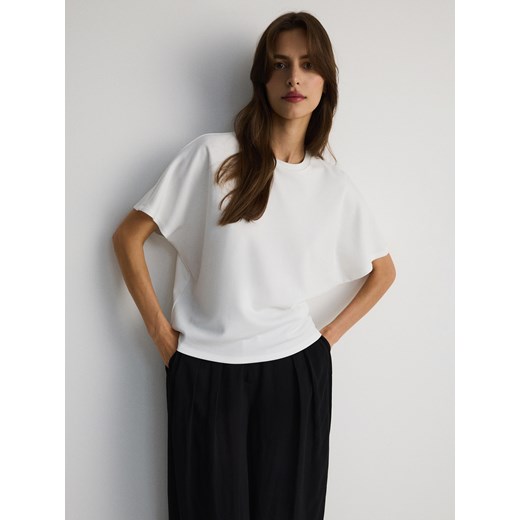 Reserved - T-shirt kimono z modalem - biały ze sklepu Reserved w kategorii Bluzki damskie - zdjęcie 175004739