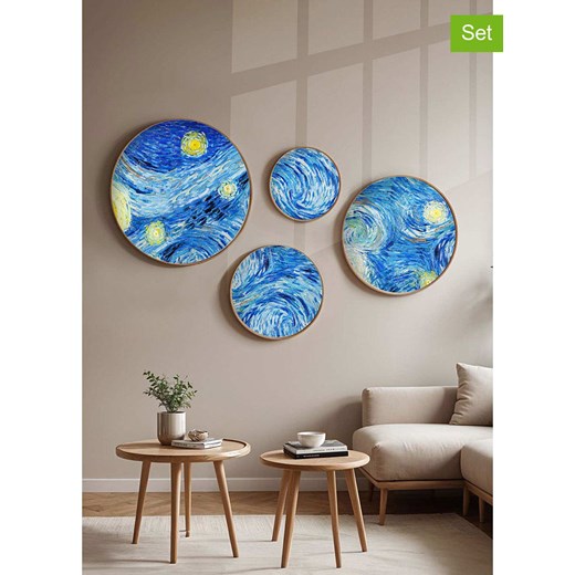 ABERTO DESIGN Druki artystyczne (4 szt.) w drewnianej ramce ze sklepu Limango Polska w kategorii Obrazy - zdjęcie 175005776