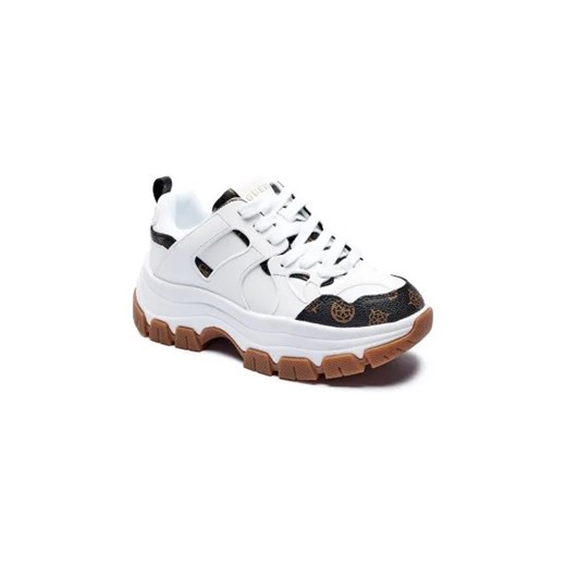 Buty sportowe damskie Guess sneakersy tkaninowe białe sznurowane na platformie