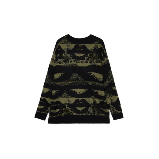 Cropp - Czarny sweter z artystycznym nadrukiem - wielobarwny ze sklepu Cropp w kategorii Swetry damskie - zdjęcie 175007518
