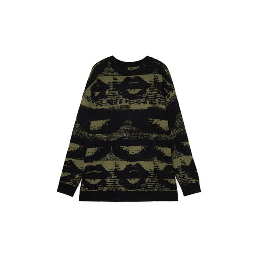 Cropp - Czarny sweter z artystycznym nadrukiem - wielobarwny Cropp S Cropp