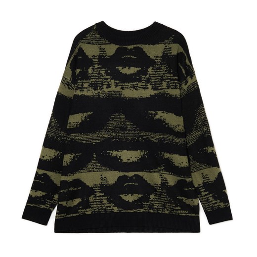 Cropp - Czarny sweter z artystycznym nadrukiem - wielobarwny Cropp S Cropp