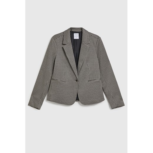 Jednorzędowa marynarka w pepitkę beżowa S Moodo.pl