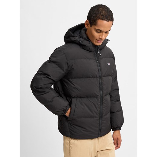 Tommy Jeans Pikowana kurtka męska Mężczyźni czarny jednolity ze sklepu vangraaf w kategorii Kurtki męskie - zdjęcie 175016856