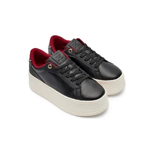 Buty sportowe damskie Tommy Hilfiger sneakersy czarne wiązane z tkaniny 