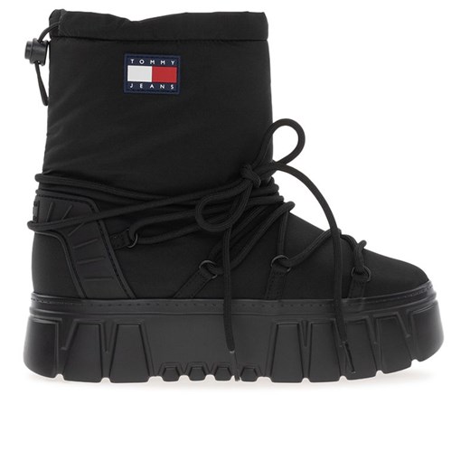 Buty Tommy Jeans Hybrid Boot EN0EN02601-BDS - czarne ze sklepu streetstyle24.pl w kategorii Śniegowce damskie - zdjęcie 175021109