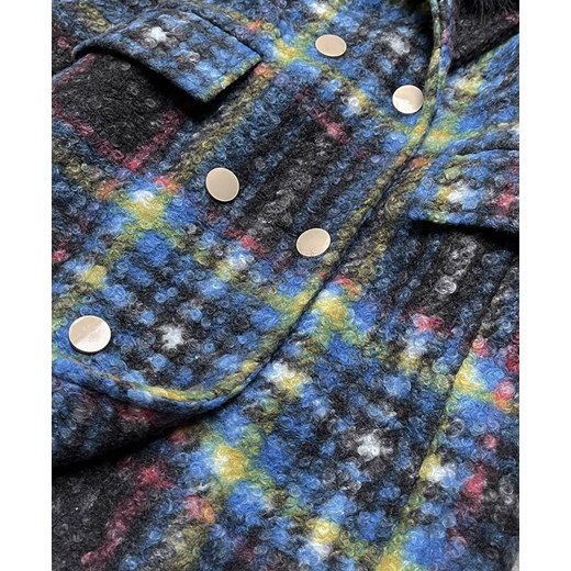 Damski płaszcz z tkaniny boucle multikolor (fk-016) Goodlookin.pl S (36) okazja goodlookin.pl