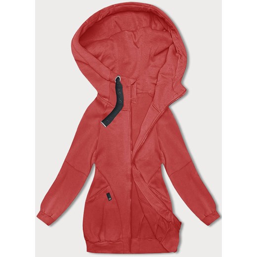 Luźna długa bluza damska ze ściągaczami czerwona (AMG-332A) ze sklepu goodlookin.pl w kategorii Bluzy damskie - zdjęcie 175022476
