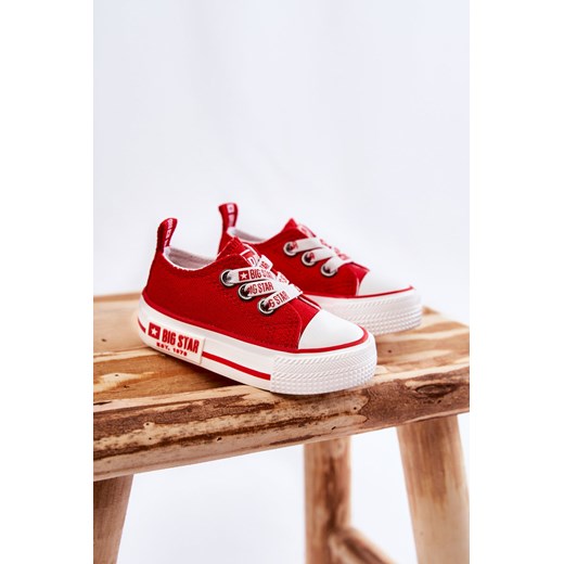 Trampki Dziecięce Materiał Czerwone BIG STAR KK374051 ze sklepu ZAZOO w kategorii Trampki dziecięce - zdjęcie 175023117