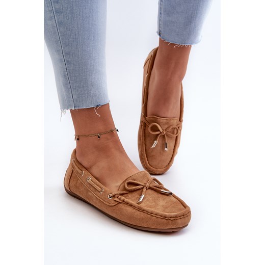 Mokasyny Damskie Zamsz Camel Si Passione FT246 ze sklepu ZAZOO w kategorii Mokasyny damskie - zdjęcie 175023389