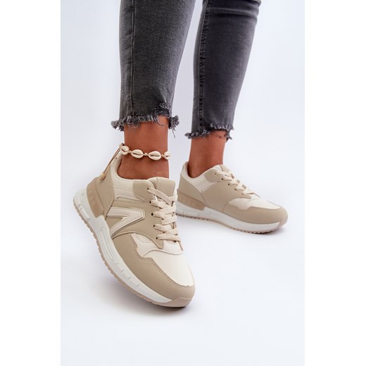 Damskie Sneakersy Eko Skóra Beżowe Vinelli A88-179 ze sklepu ZAZOO w kategorii Buty sportowe damskie - zdjęcie 175024836