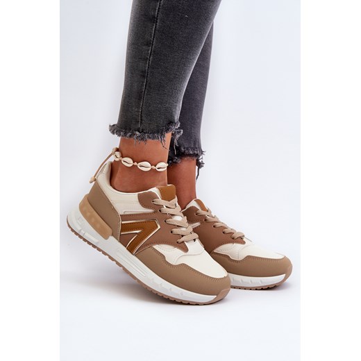 Damskie Sneakersy Eko Skóra Beżowe Vinelli A88-179 ze sklepu ZAZOO w kategorii Buty sportowe damskie - zdjęcie 175027258