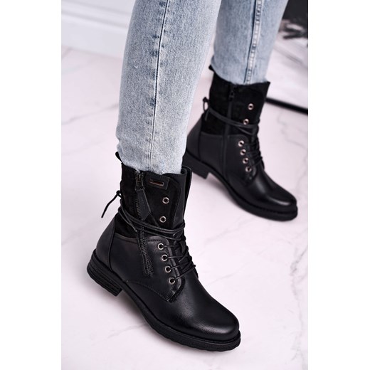Botki Damskie Workery Czarne Perfecto ze sklepu ZAZOO w kategorii Botki - zdjęcie 175030476