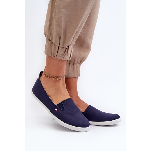 Damskie Tenisówki Trampki Slip-On Granatowe Adrancia 24TX02-7655 ze sklepu ZAZOO w kategorii Trampki damskie - zdjęcie 175030837