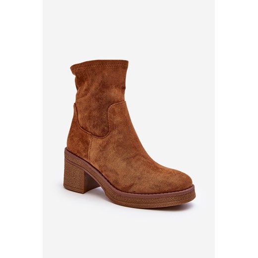 Botki Damskie Na Słupku Camel Argastis RQ477 ze sklepu ZAZOO w kategorii Botki - zdjęcie 175035598
