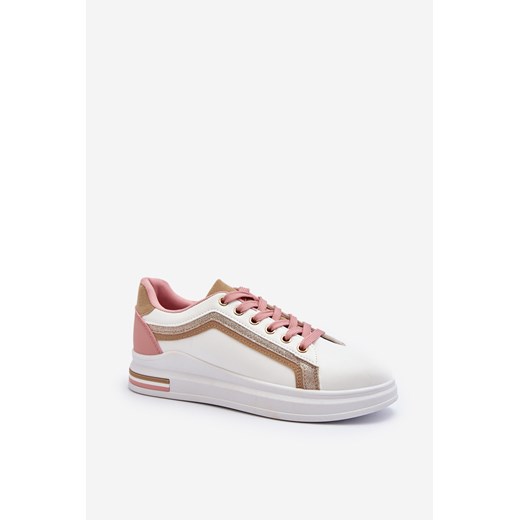 Sneakersy Damskie Brokat Beżowe Elnami A-51 ze sklepu ZAZOO w kategorii Buty sportowe damskie - zdjęcie 175036638