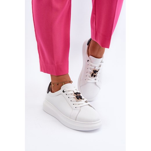 Sneakersy Skóra Damskie Miś Białe Mirven 7881 Vinceza 40 ZAZOO
