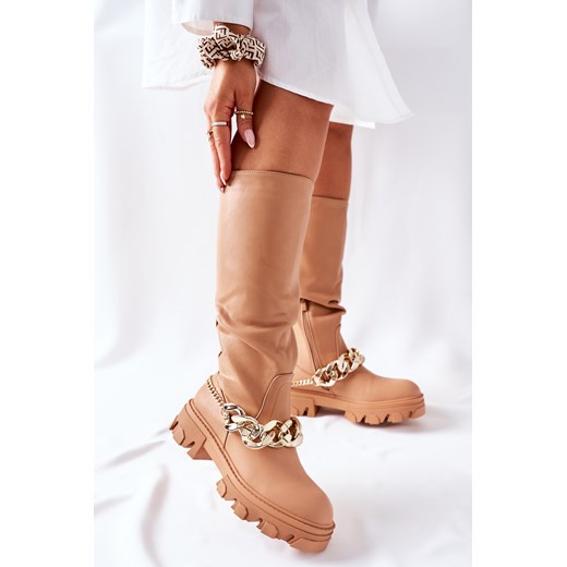 Wysokie Kozaki Camel Cecina ze sklepu ZAZOO w kategorii Kozaki damskie - zdjęcie 175039836