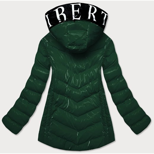 Błyszcząca kurtka damska z ozdobną podszewką zielona (xw810x) Goodlookin.pl XL (42) promocyjna cena goodlookin.pl