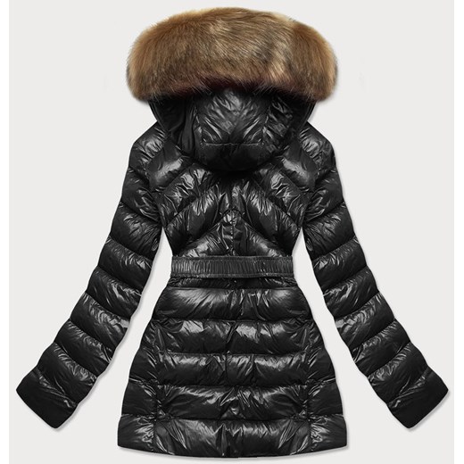Błyszcząca kurtka zimowa na misiu czarno-beżowa (w674) Goodlookin.pl XXL (44) okazja goodlookin.pl