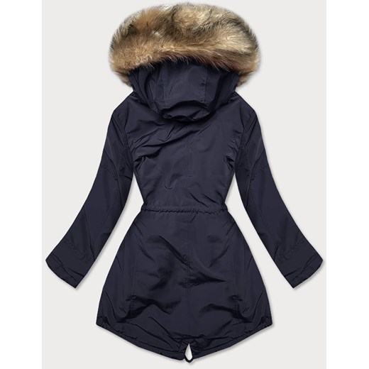 Zimowa parka damska na futerku granatowa (can-578) Goodlookin.pl XL (42) okazyjna cena goodlookin.pl