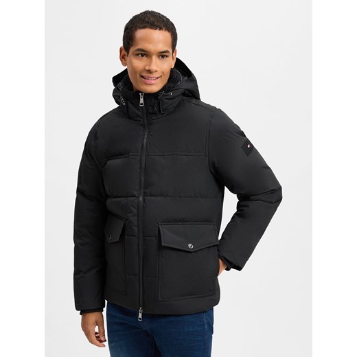 Tommy Hilfiger Pikowana kurtka męska Mężczyźni Sztuczne włókno czarny jednolity ze sklepu vangraaf w kategorii Kurtki męskie - zdjęcie 175044477