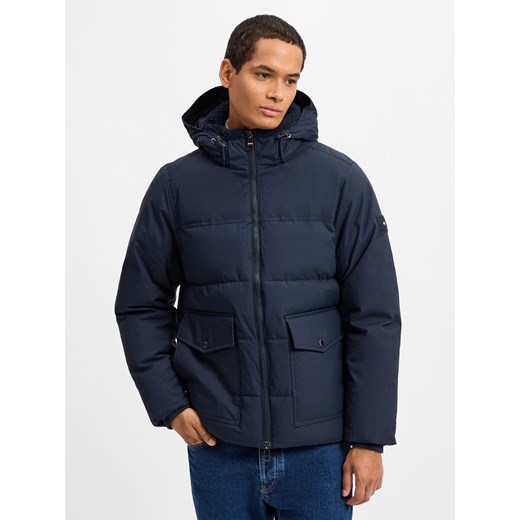 Tommy Hilfiger Pikowana kurtka męska Mężczyźni Sztuczne włókno granatowy jednolity ze sklepu vangraaf w kategorii Kurtki męskie - zdjęcie 175044478