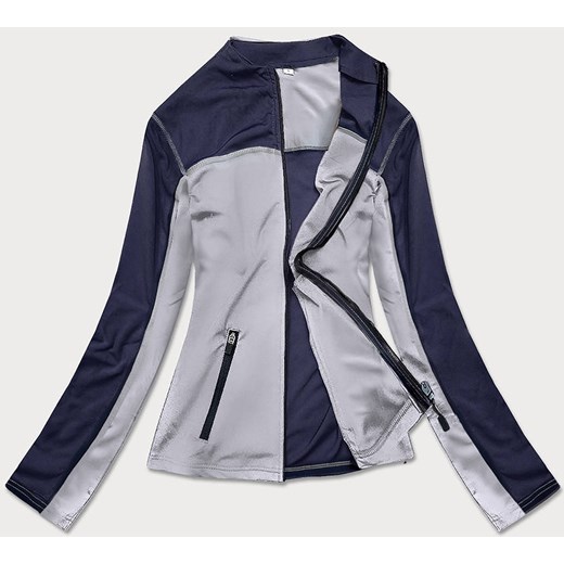 Damska bluza z elastycznego materiału granatowo-szara (hd149-03) ze sklepu goodlookin.pl w kategorii Bluzy damskie - zdjęcie 175045828
