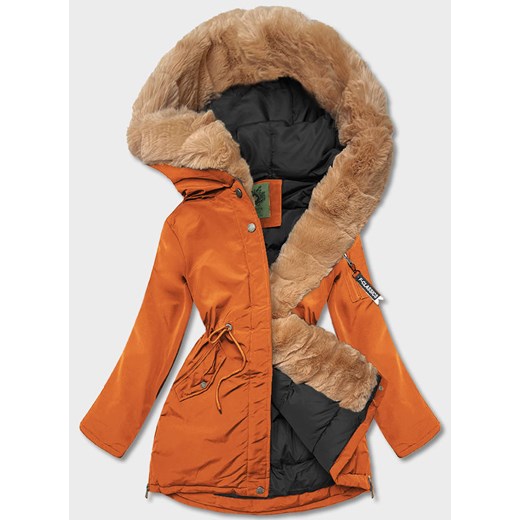 Damska parka zimowa pomarańczowa (CAN-588BIG) ze sklepu goodlookin.pl w kategorii Parki damskie - zdjęcie 175045837