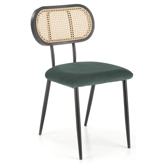 Zielone krzesło z rattanem w stylu boho - Varris ze sklepu Edinos.pl w kategorii Krzesła - zdjęcie 175047858
