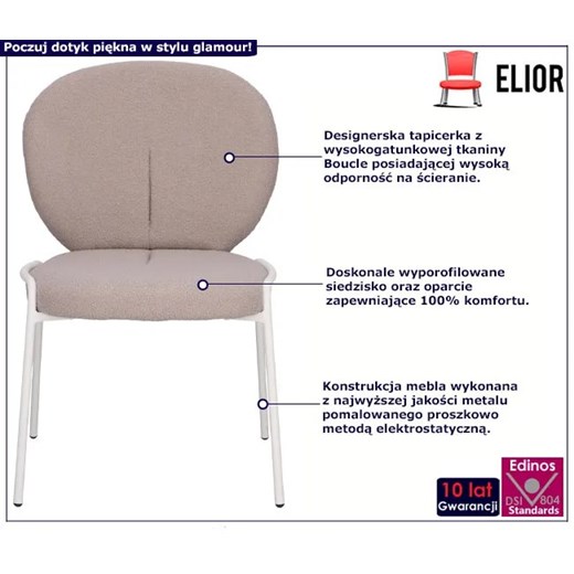 Szare tapicerowane krzesło z białymi nogami - Sorexo 4X Elior One Size Edinos.pl